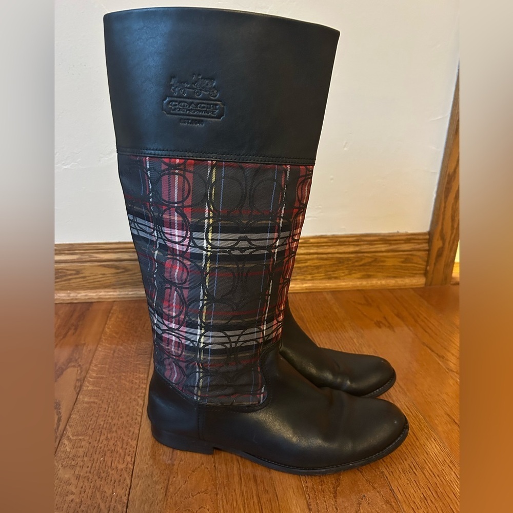 Coach Chrissi Tartan Plaid Knee-High Boots - Picture 2 of 11